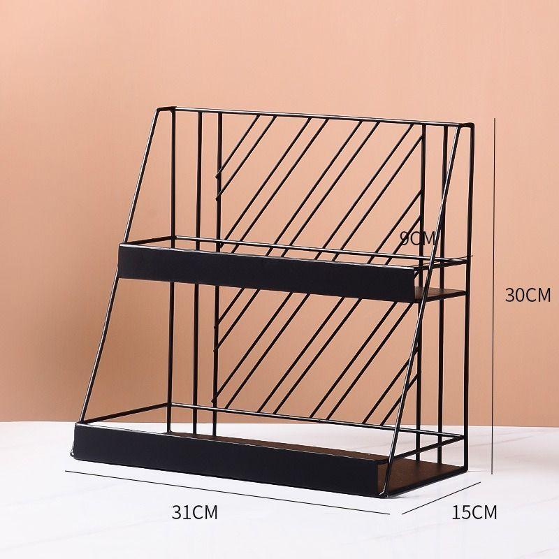 Two-tier shelf for cosmetics - black