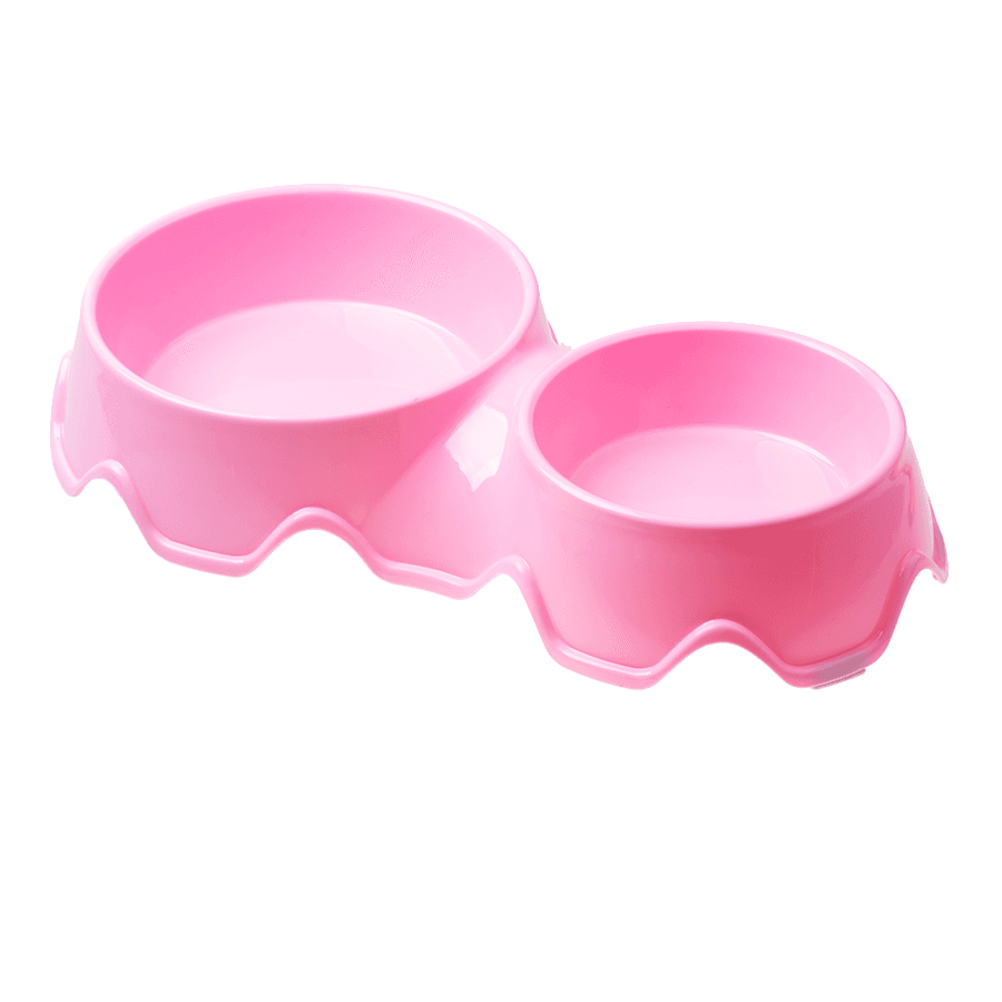 Double stainless steel dog / cat bowl - pink