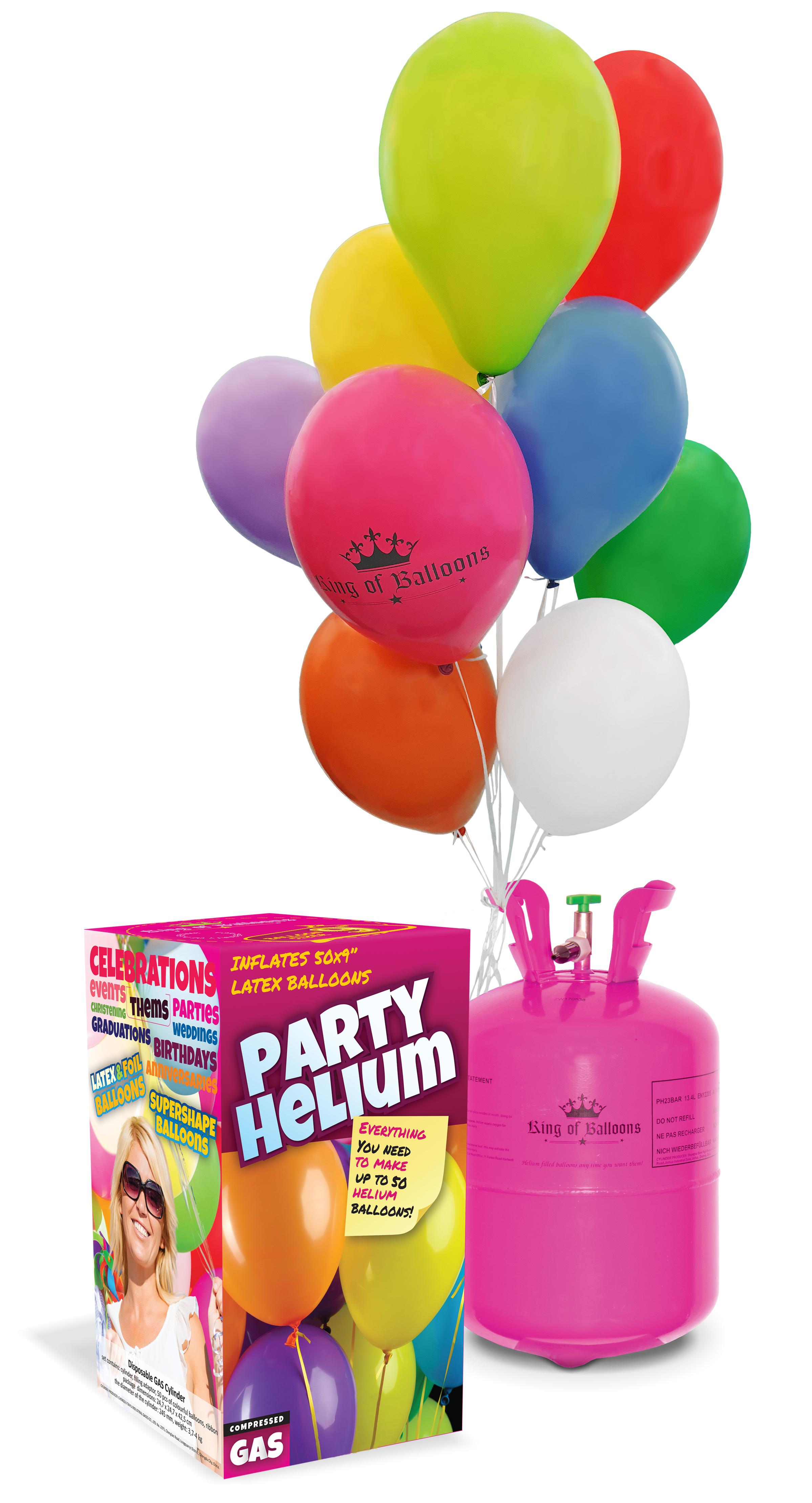 Helium cylinder for 50 balloons + balloons + ribbon