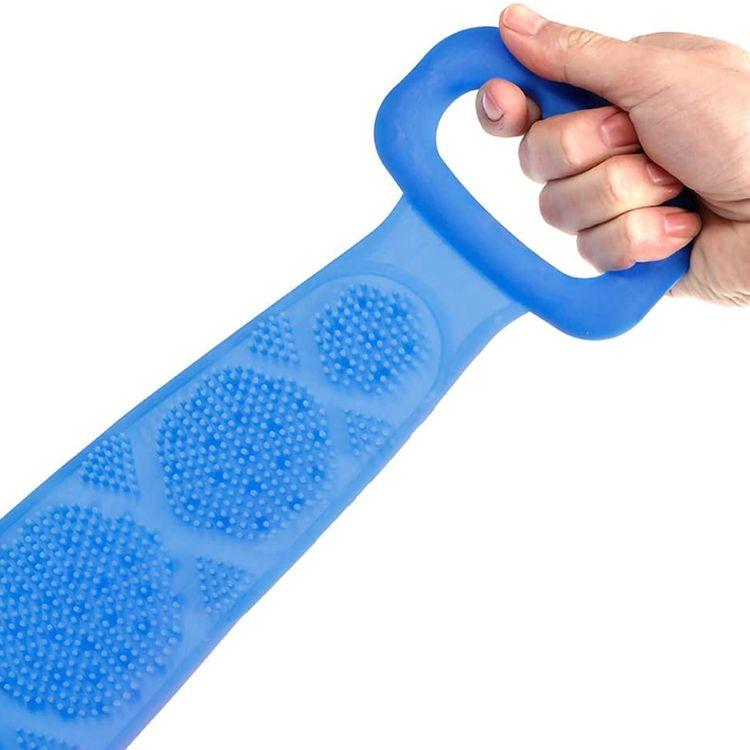 Silicone massager for washing the back, legs, feet - blue