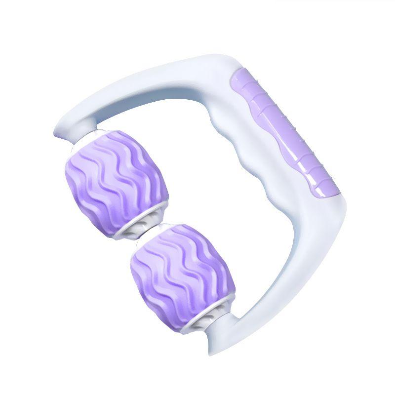 Hand-held body massager with 2 rollers - white and purple