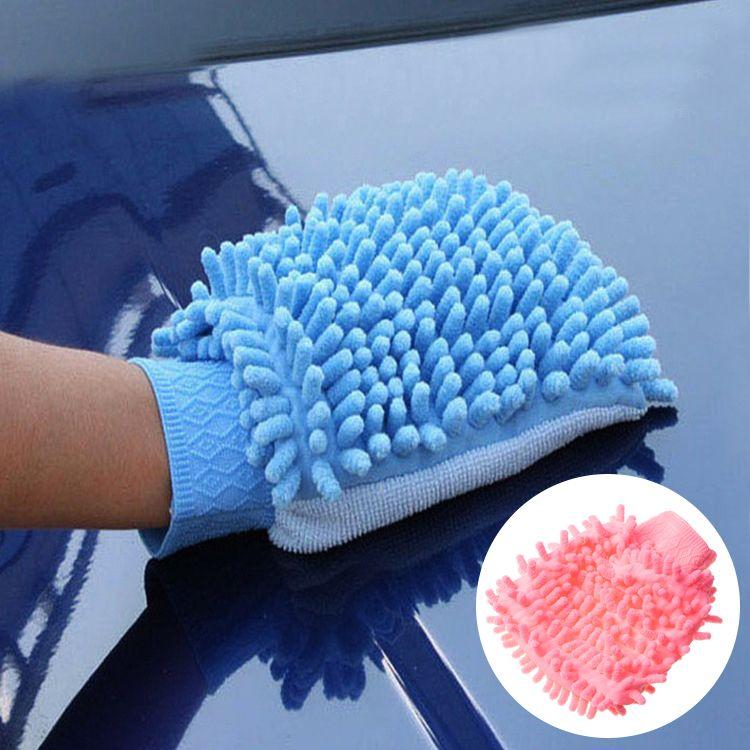 A microfiber glove for washing a car - light pink