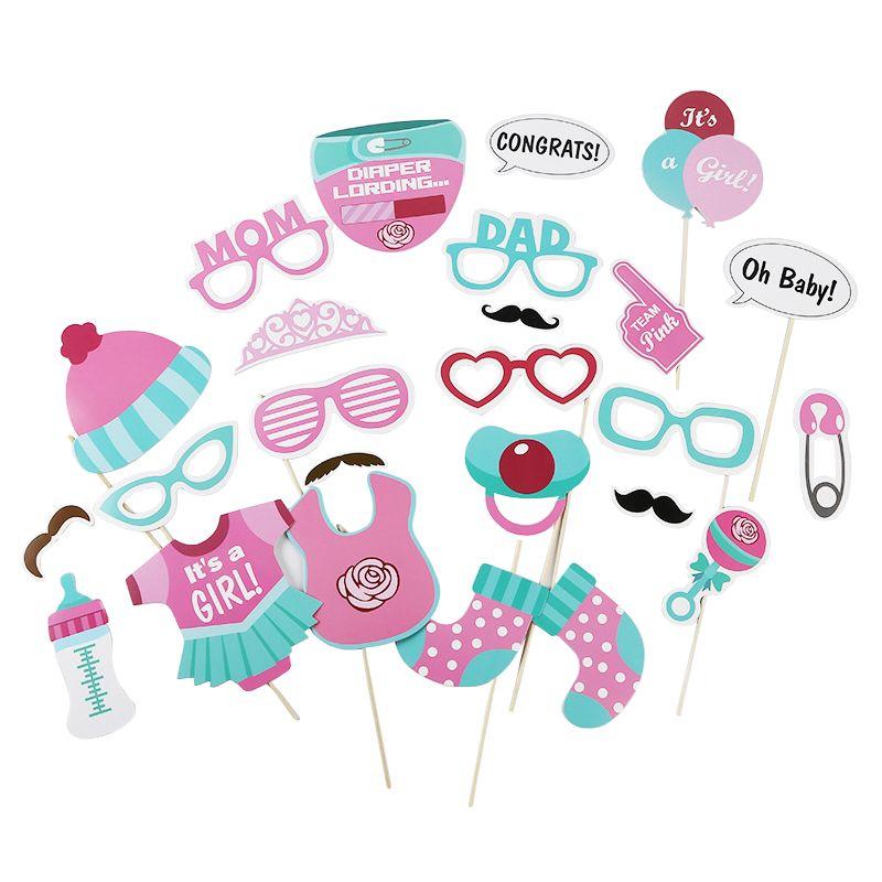 A set of photo props for Baby Shower - pink