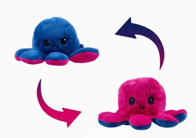 Octopus double-sided mascot 20 cm - pink & dark blue