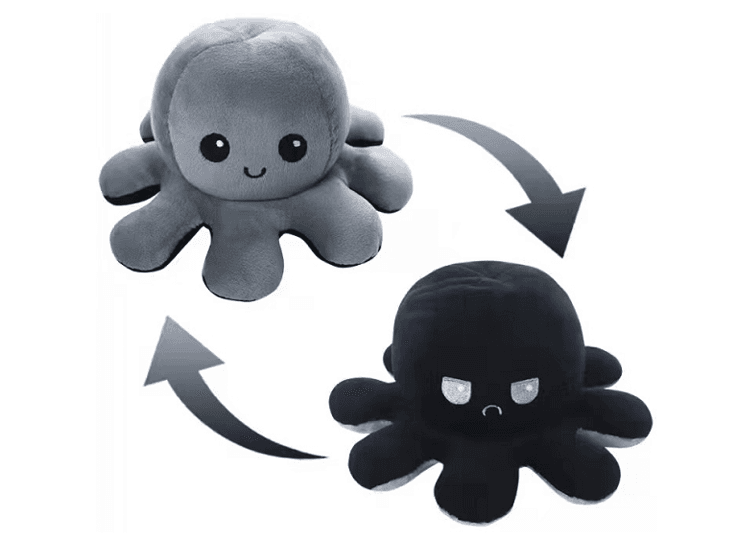 Octopus double-sided mascot 30 cm - black and gray