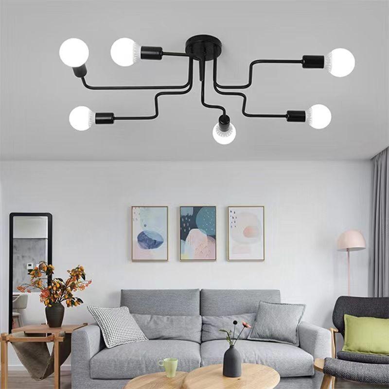 Modern ceiling lamp / Industrial Chandelier - black, 6-armed