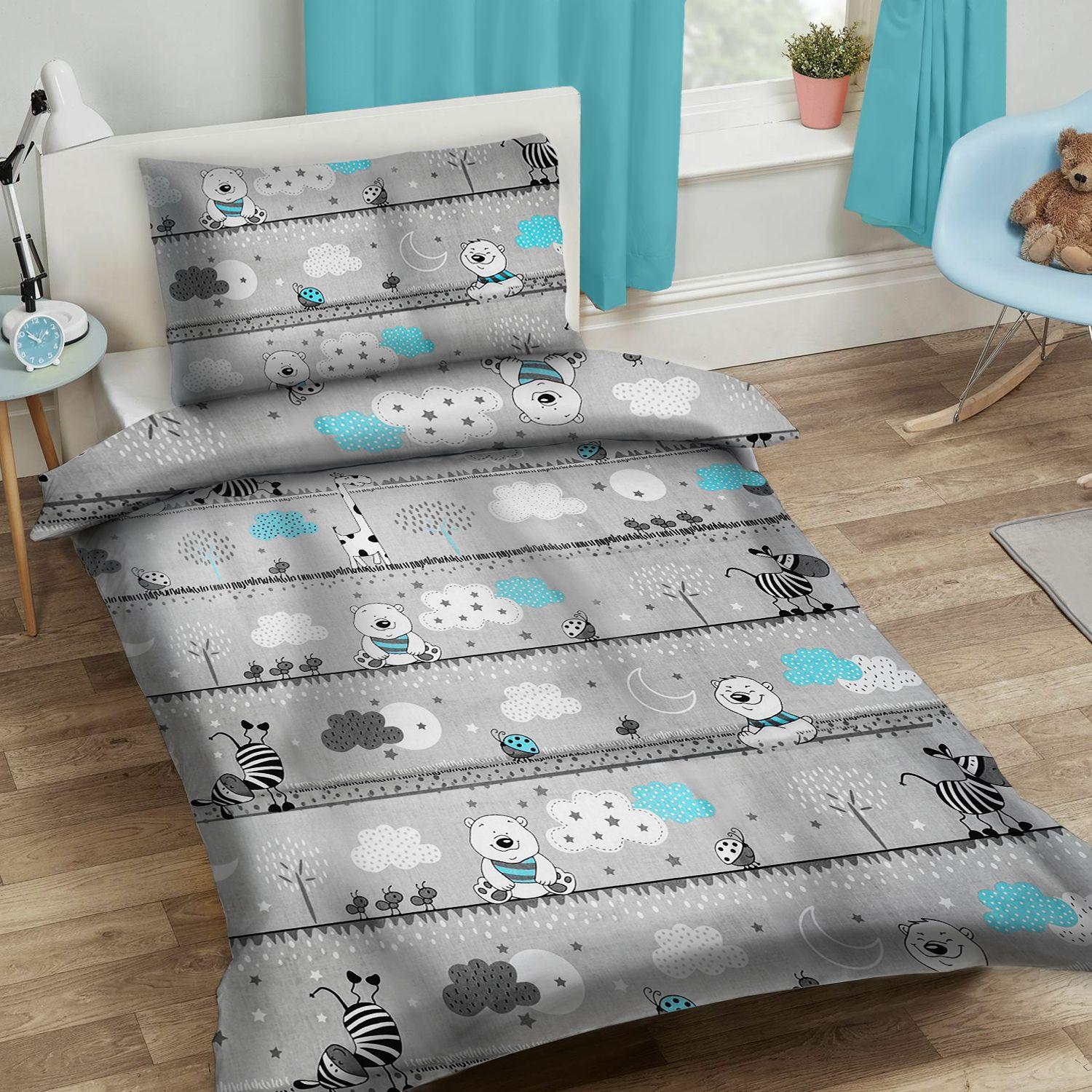 Set of children's bedding 90x120cm - grey animals