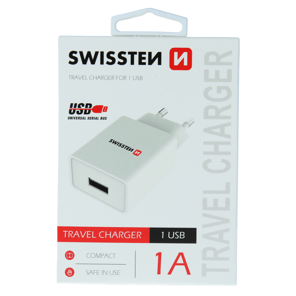 Charger Adapter 1x USB 1A Swissten Smart IC - white