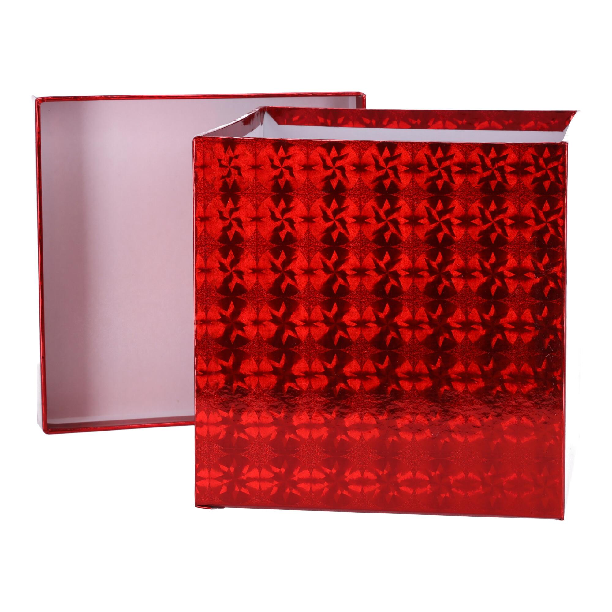 Pudełko prezentowe kwadratowe - czerwone 16,5x16,5 cm