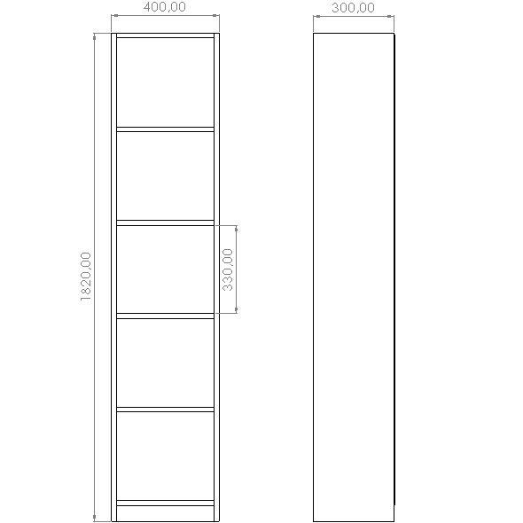 Bookcase Straight White 40 cm