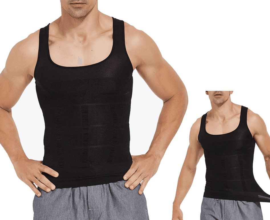 Men's modeling and slimming tank top - bringing relief to the spine - black XXL