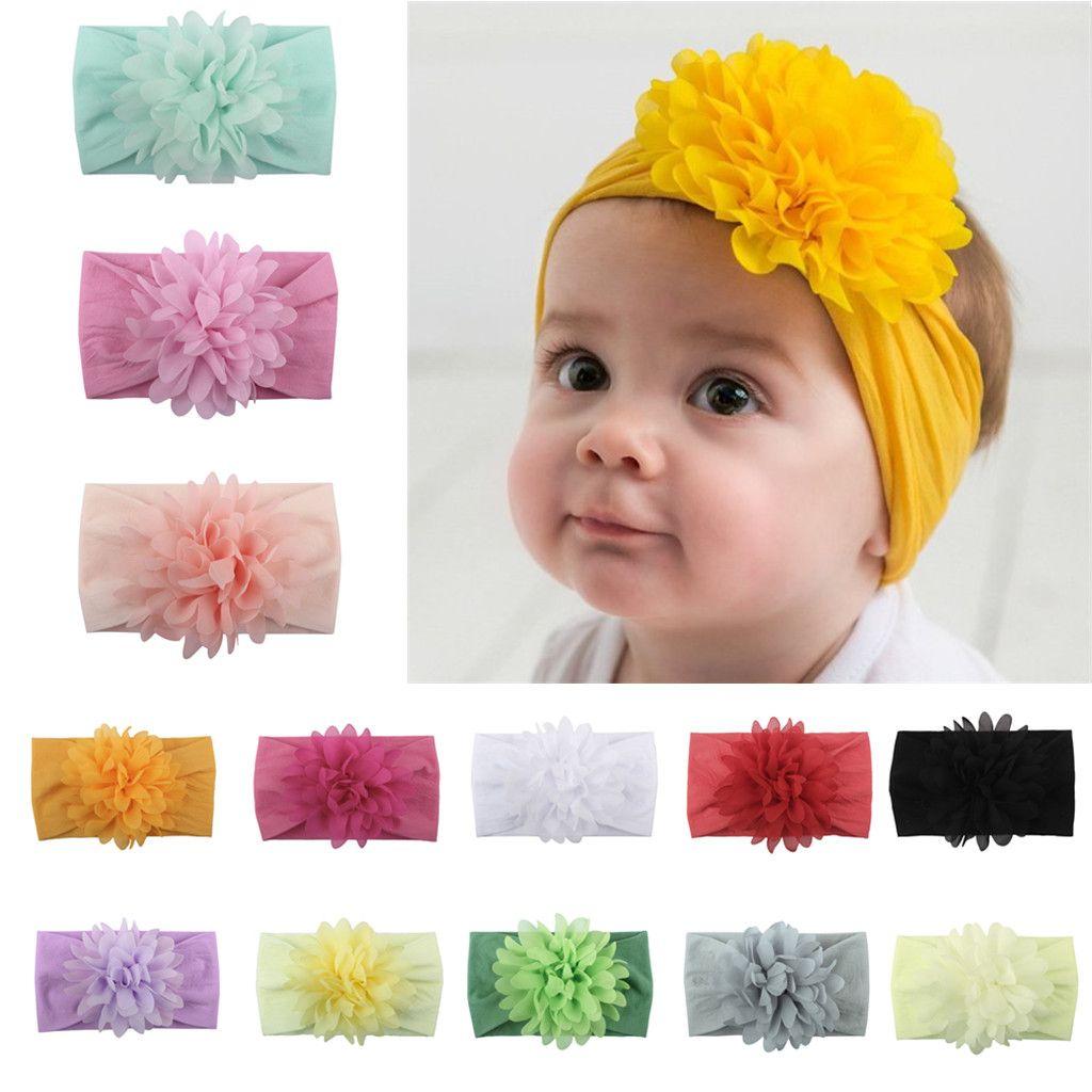 Baby headband with a flower - ecru, wide