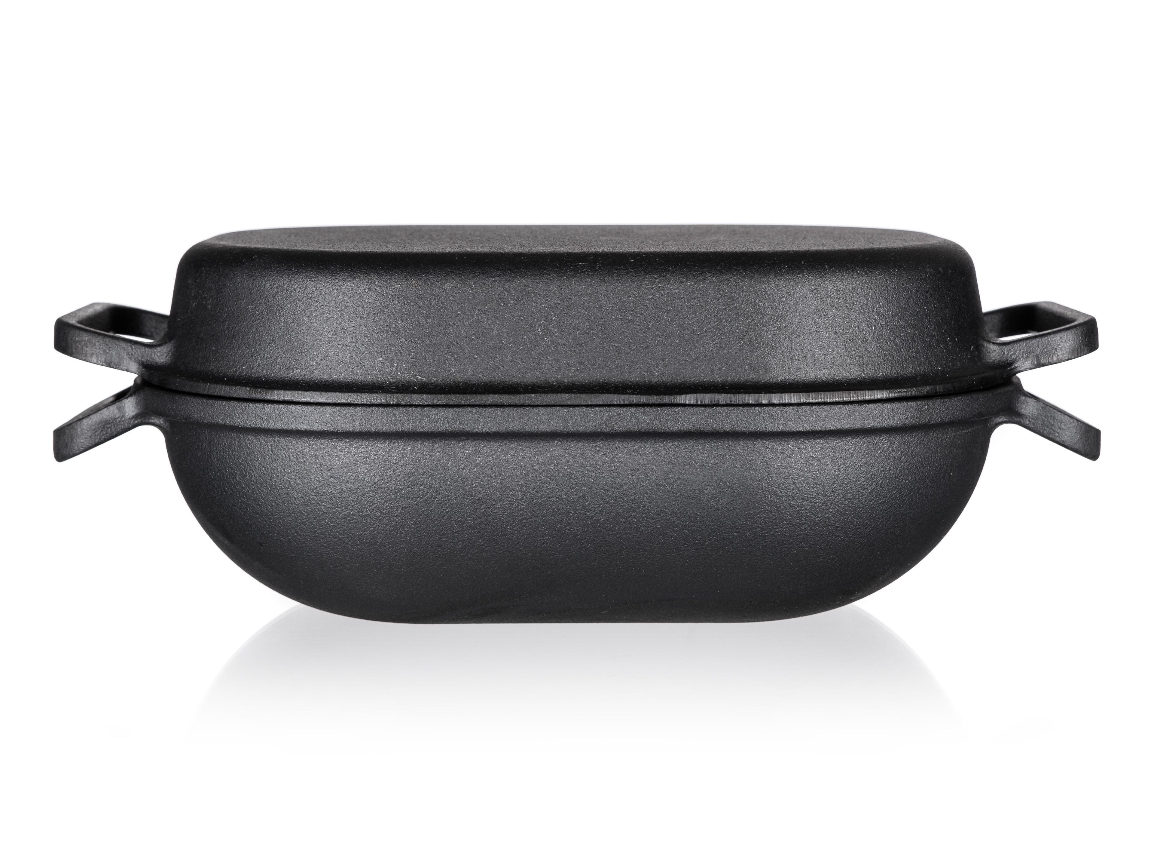 EXCELLENT oval cast iron baking dish with lid with a capacity of 3 + 4 l