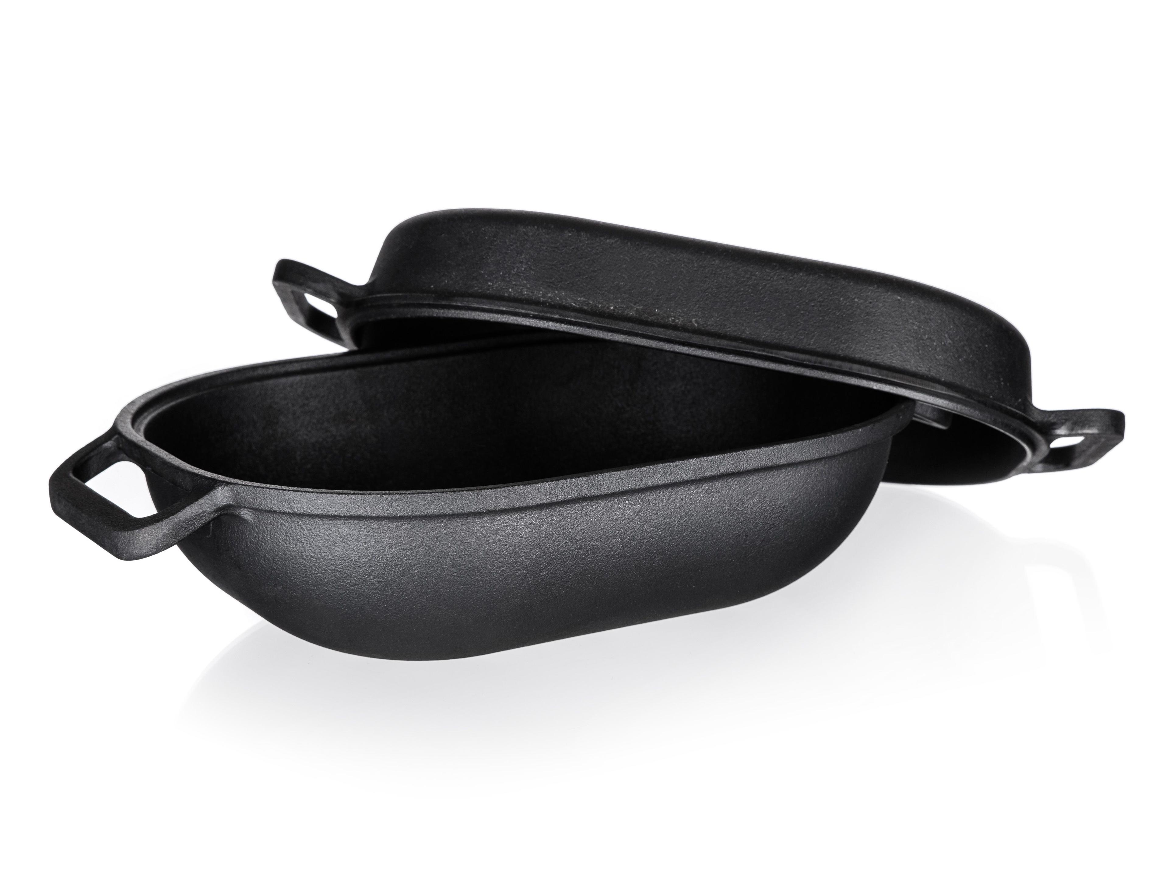 EXCELLENT oval cast iron baking dish with lid with a capacity of 3 + 4 l
