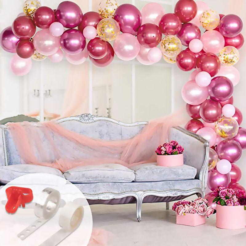 Balloon garland 94 - dark pink / rose gold