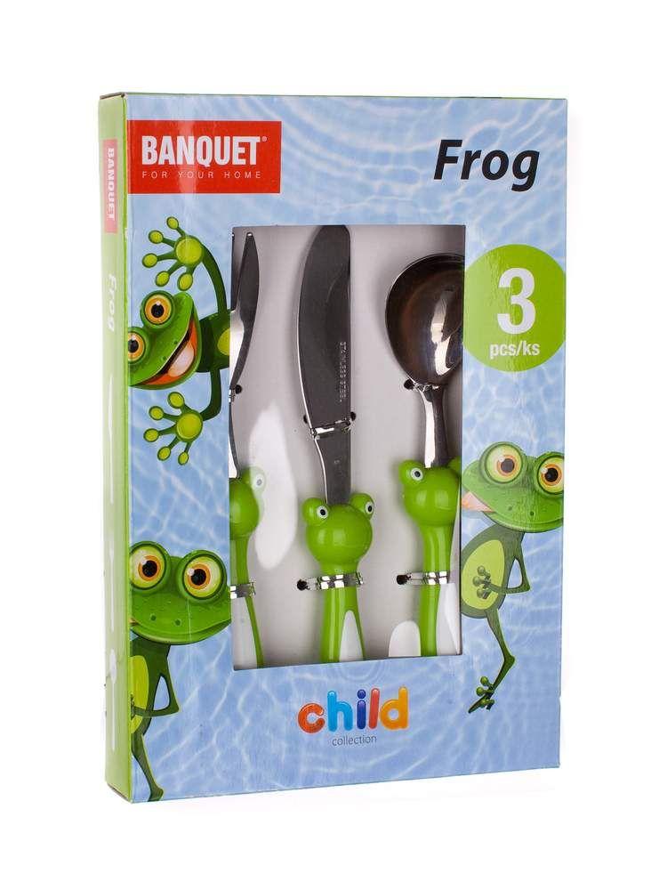 3-piece cutlery set for children - frog