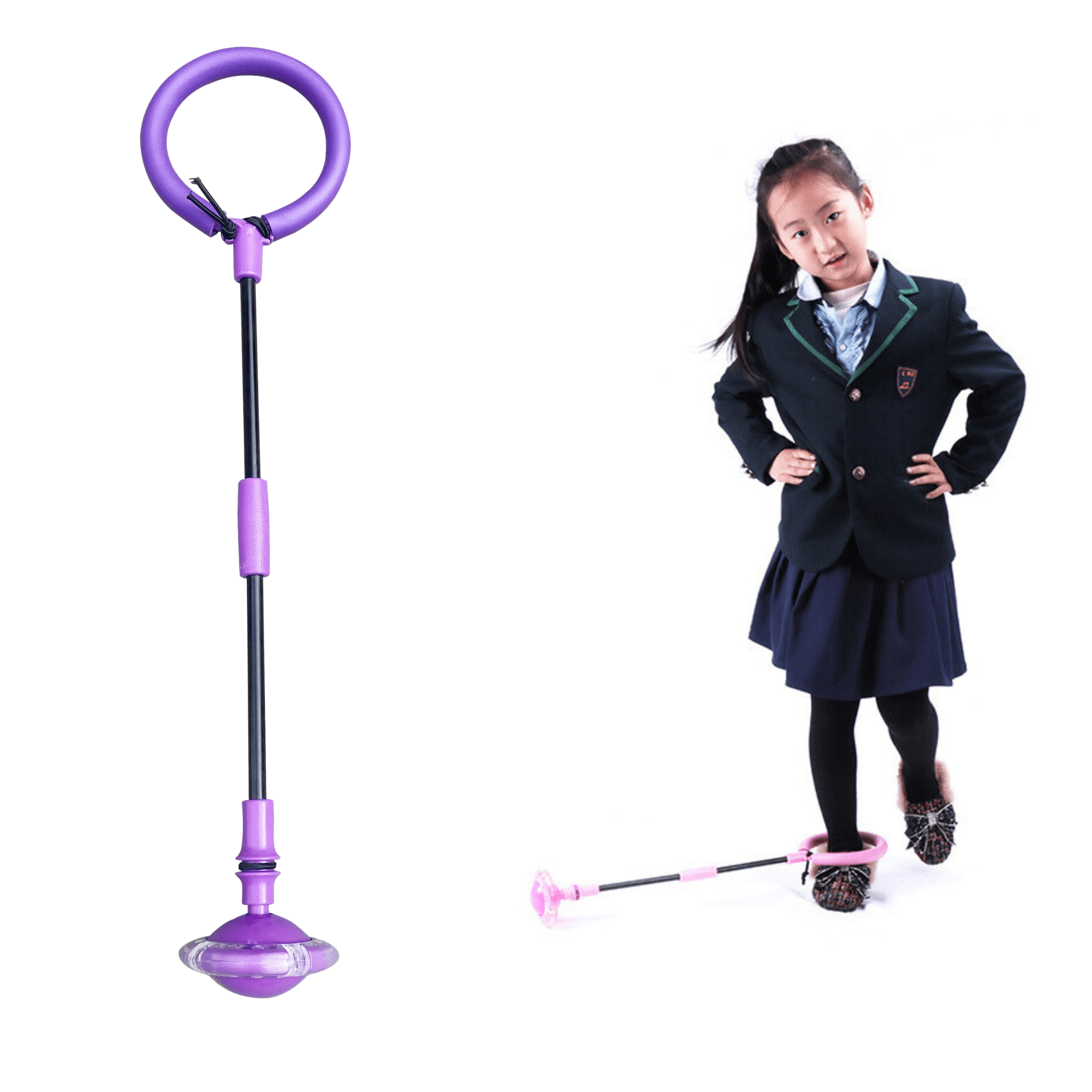 Hula hop skakanka na nogę składana dla dzieci z Diodami LED, fioletowa
