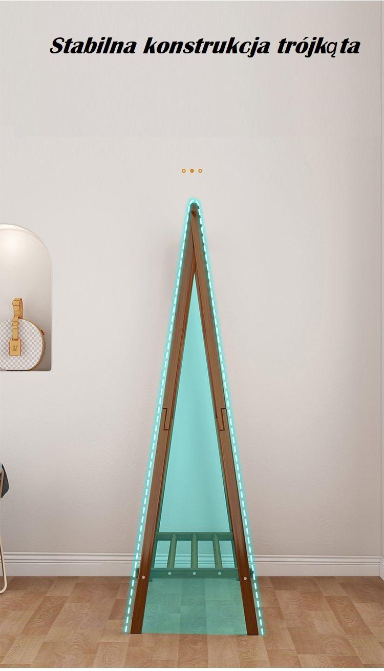 Folding bamboo free-standing trapezoidal coat rack with a shelf at the bottom, 50 cm length