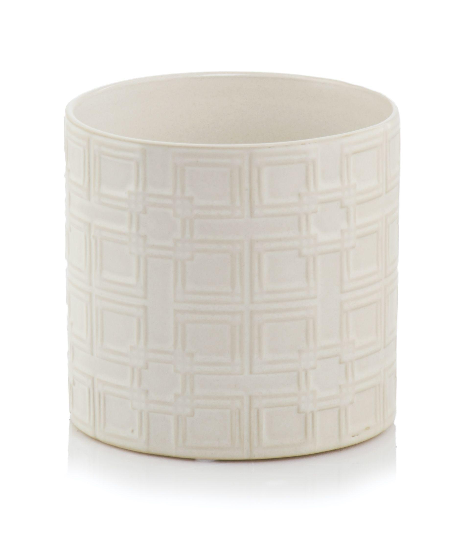 Cylindrical flower pot, cream-colored, 16 cm, Vintage collection