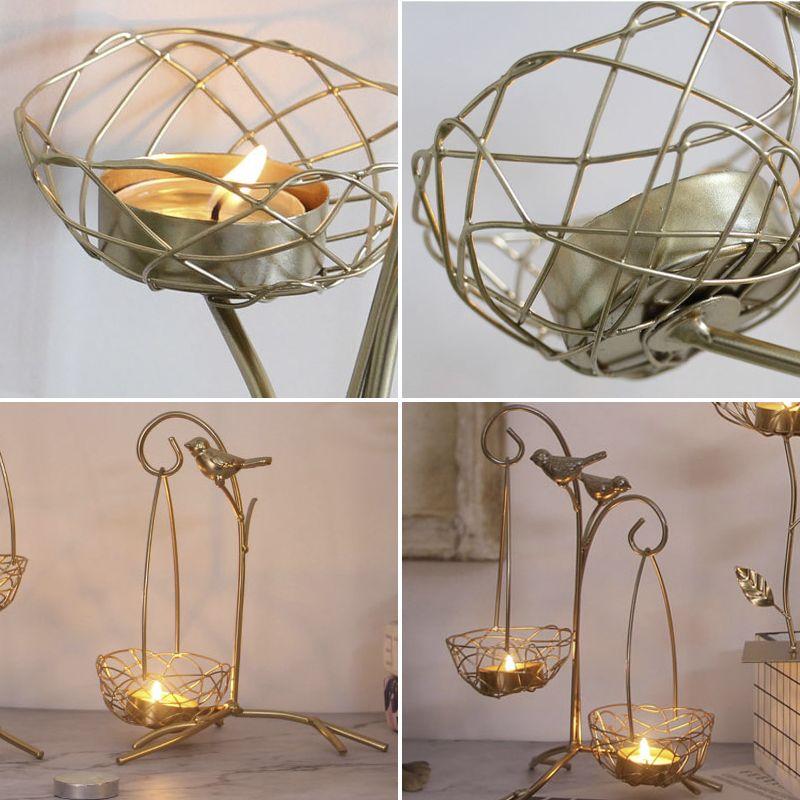 Golden decorative candlestick - two hanging baskets