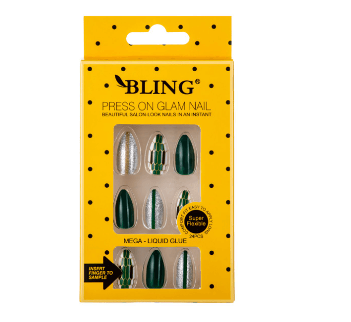 Artificial nails, Tipsy BLING - bottle green