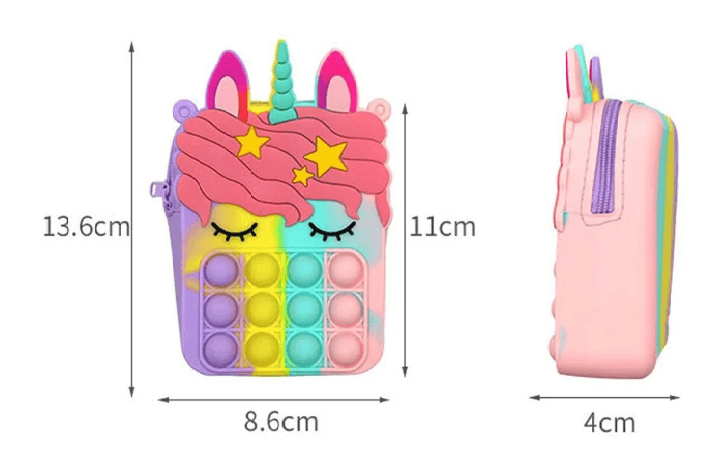 PopIt bag / sachet sensory toy - unicorn purple (type 12)