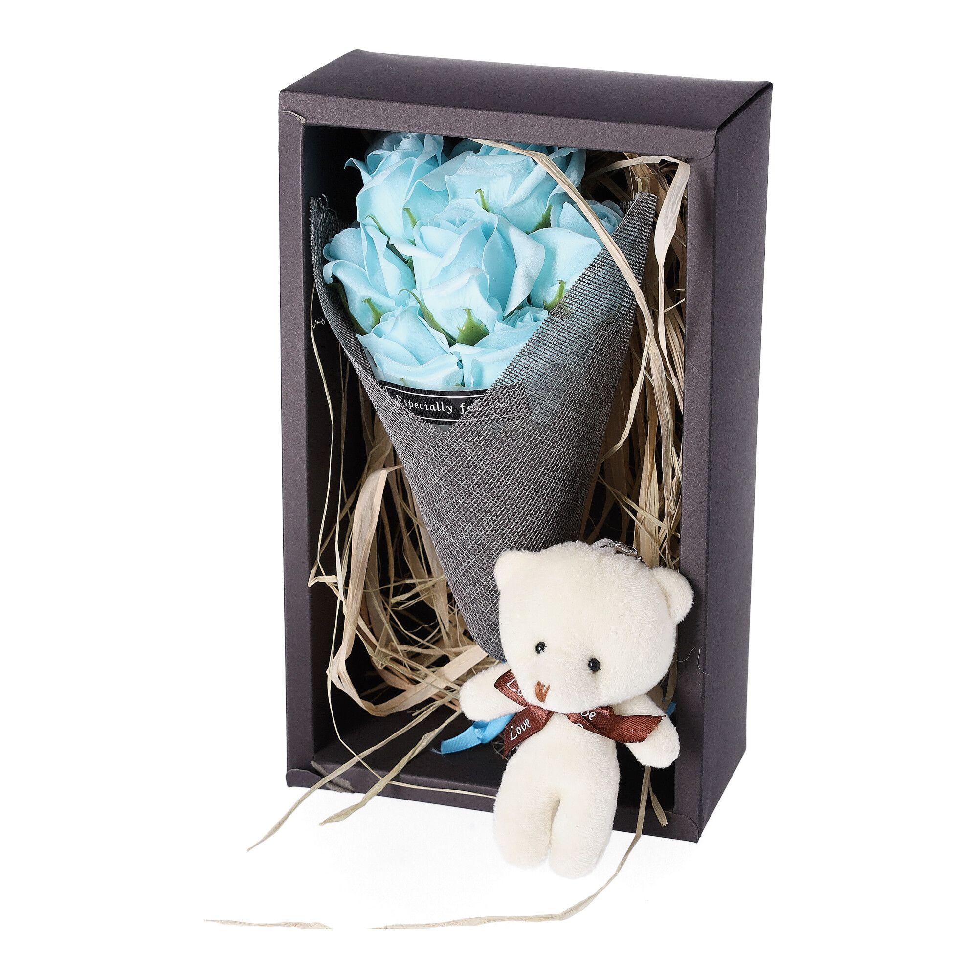 Box of soap roses - blue