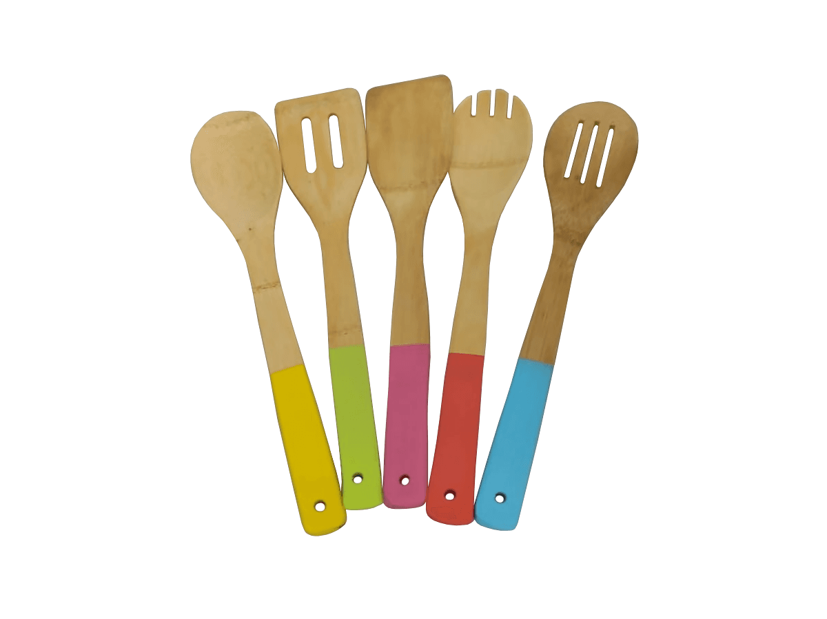 BAMBOO KITCHEN EQUIPMENT W with colored handles