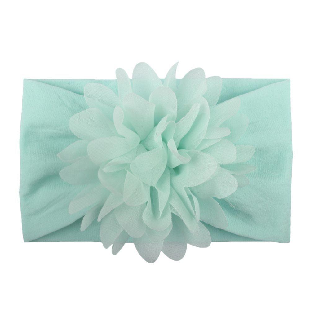 Baby headband with a flower - mint, wide