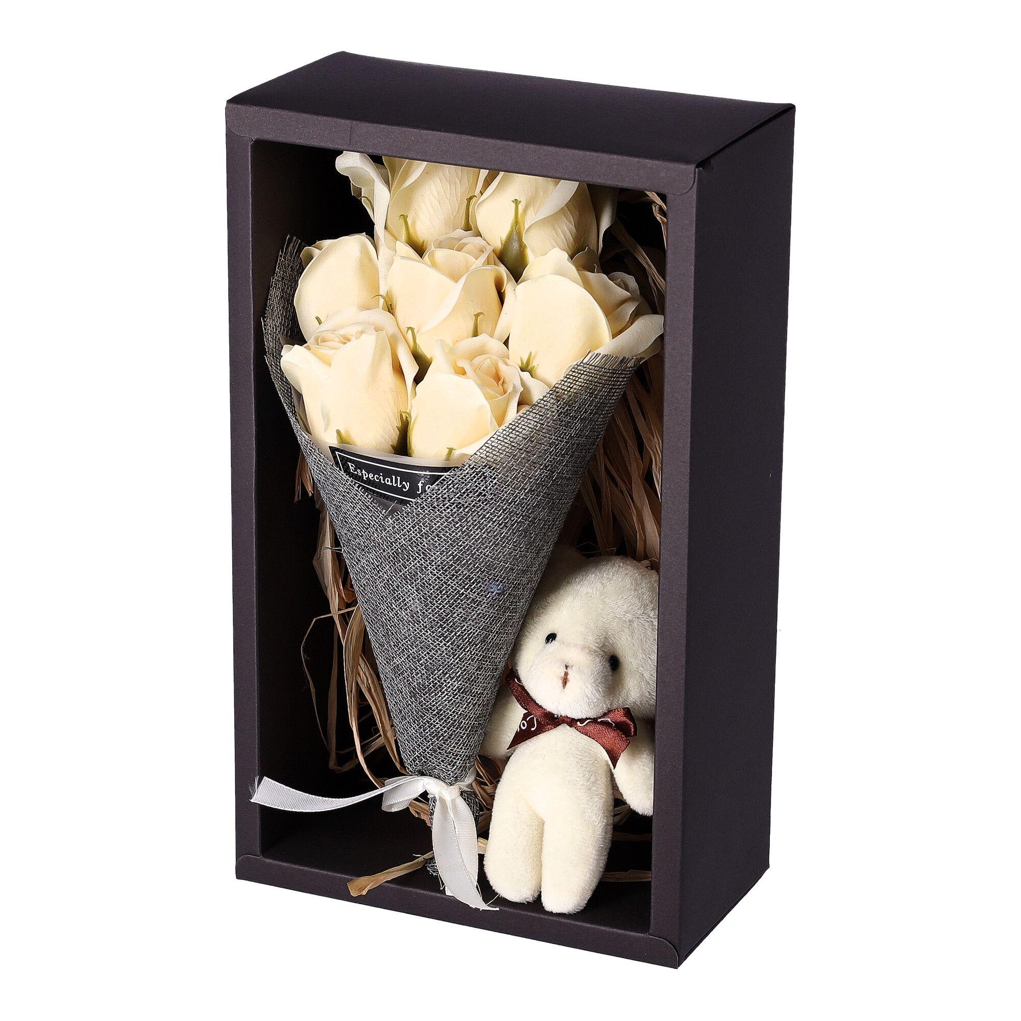 Box of soap roses - ecru