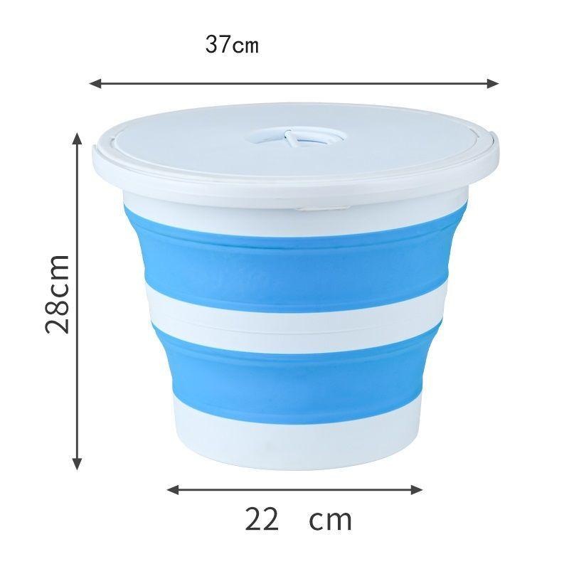 Silicone bucket 15L foldable - blue and white (with a lid)