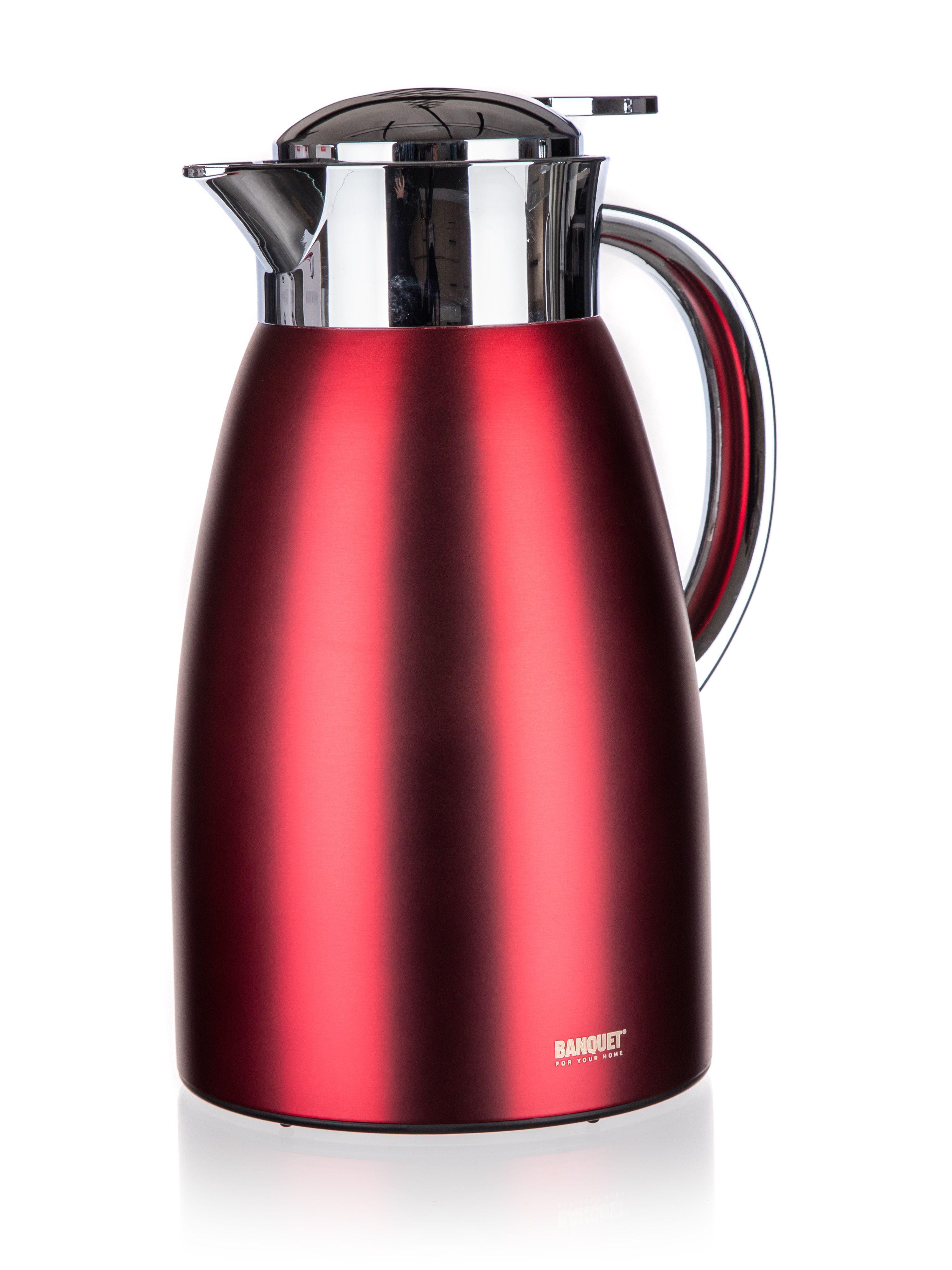 METALLIC Red 1,5 l stainless steel double wall kettle