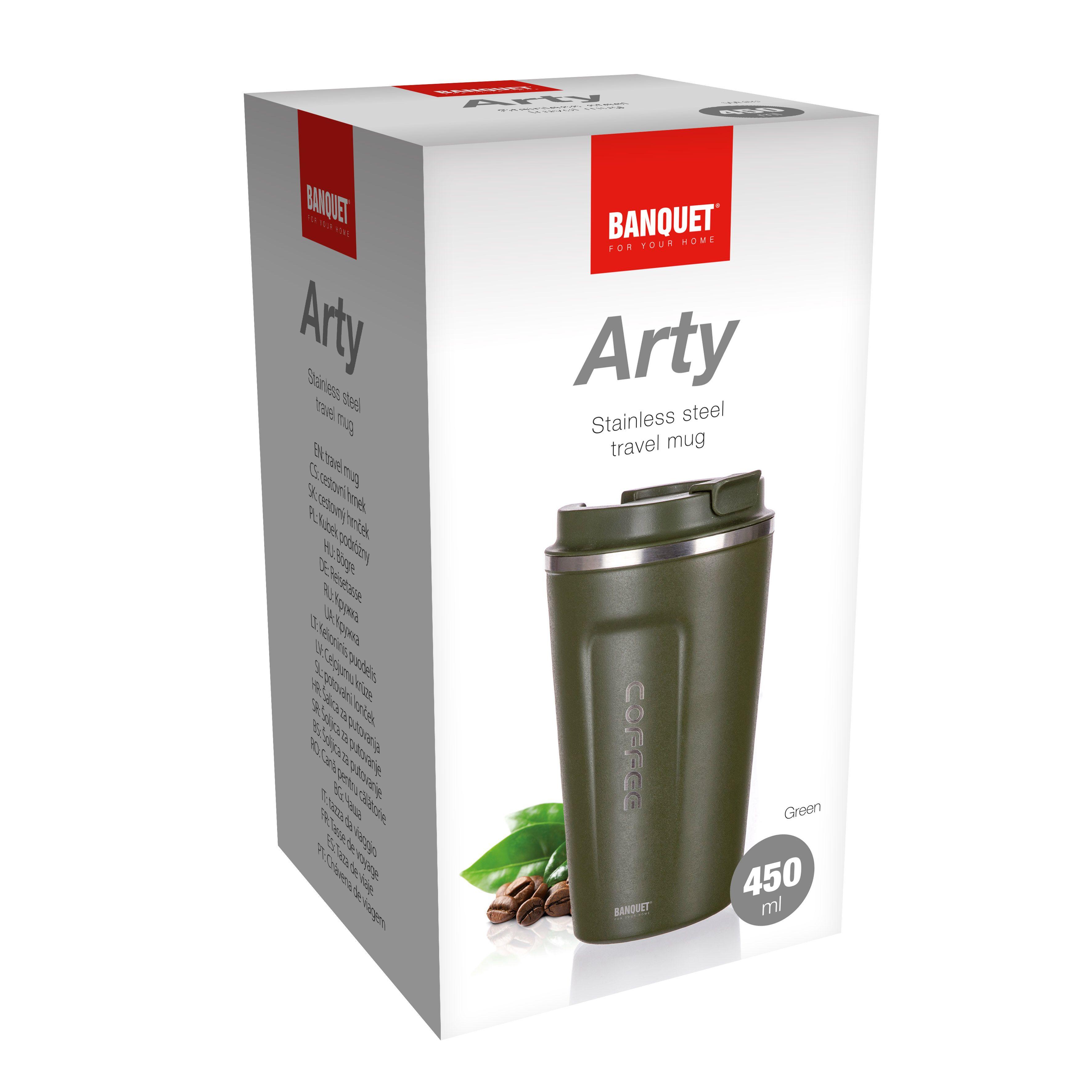 Thermal mug ARTY 450 ml, green