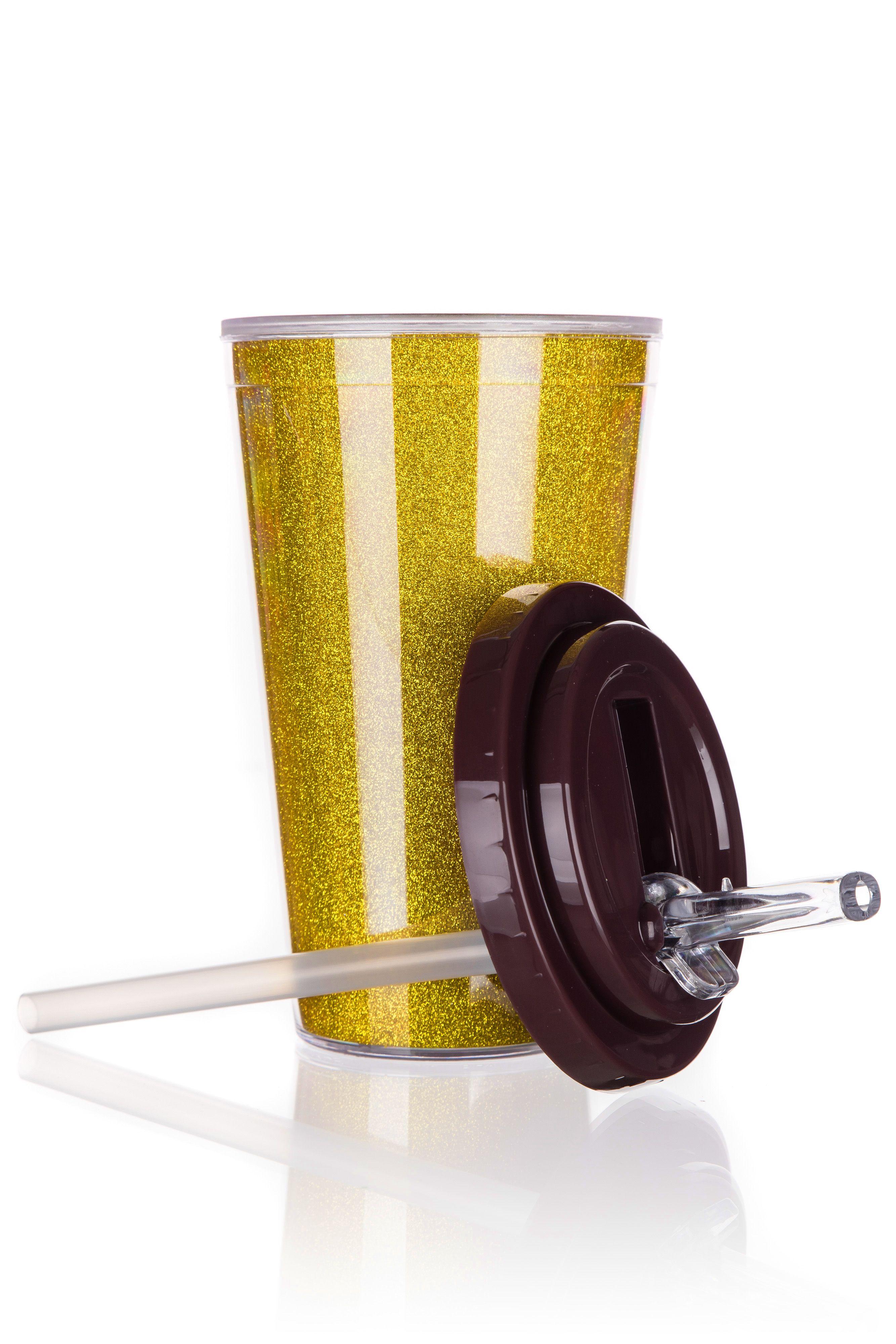 Double wall travel mug GLITTERS 500 ml, gold