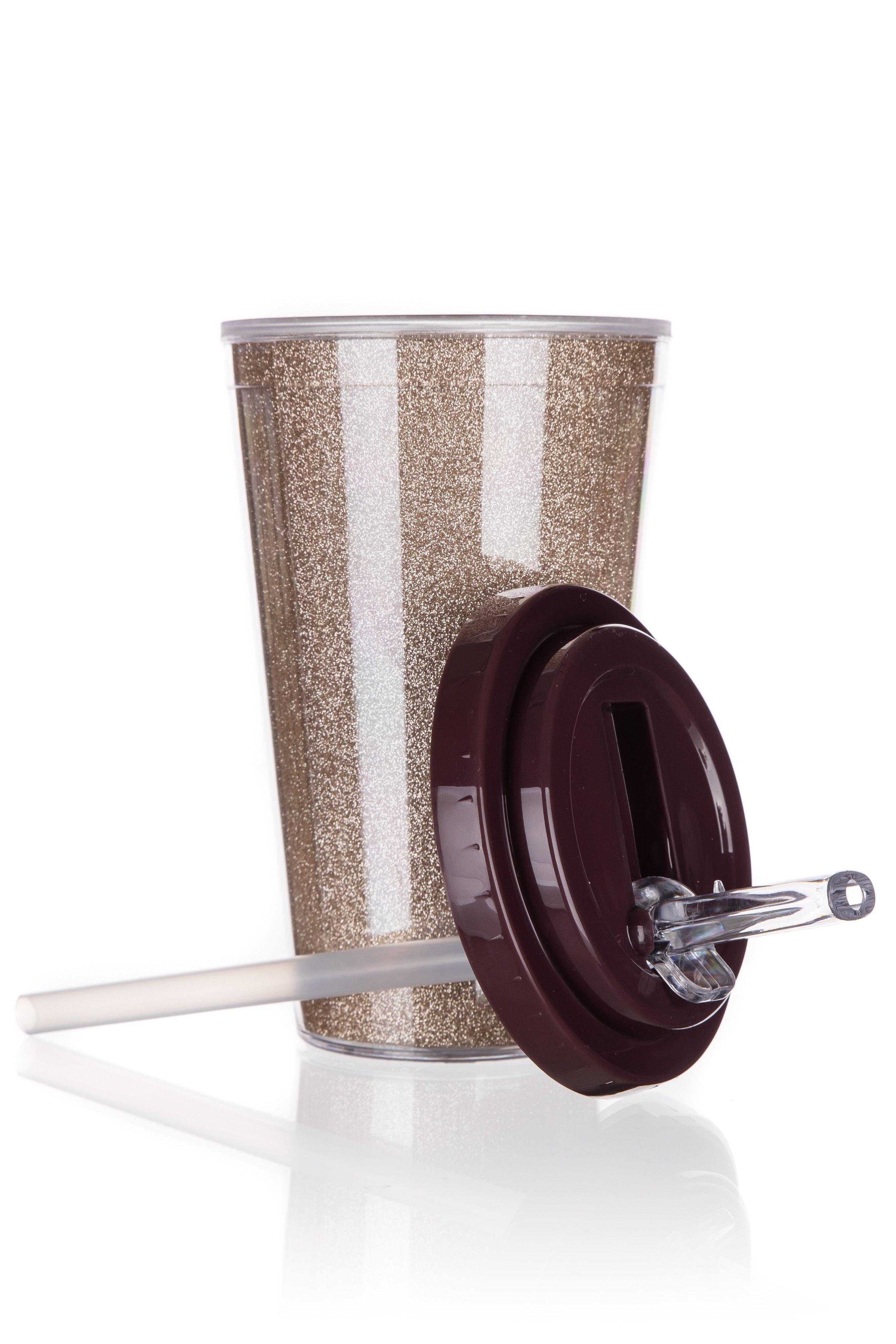 GLITTERS double wall travel mug 500 ml, light brown