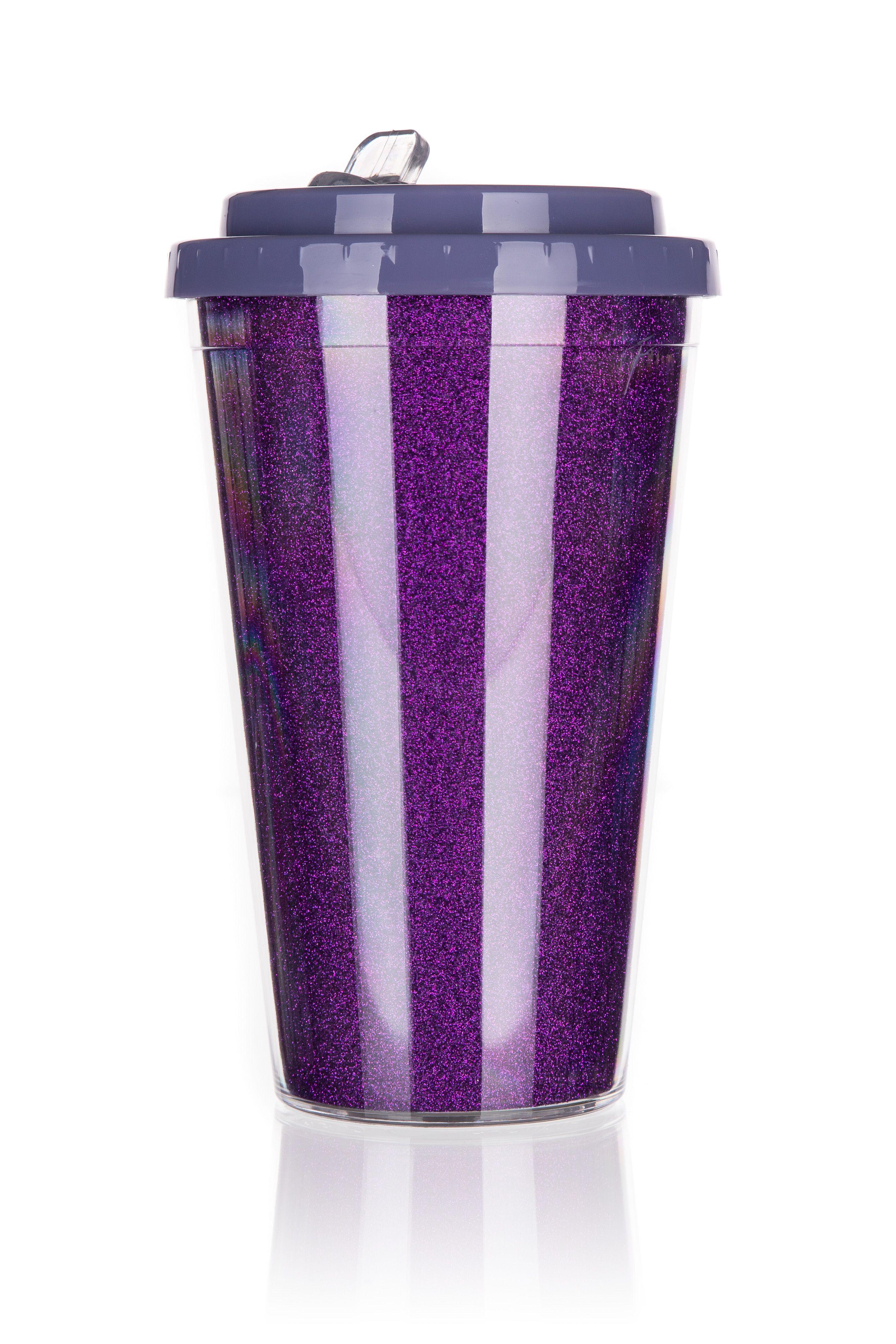 GLITTERS double wall travel mug 500 ml, purple