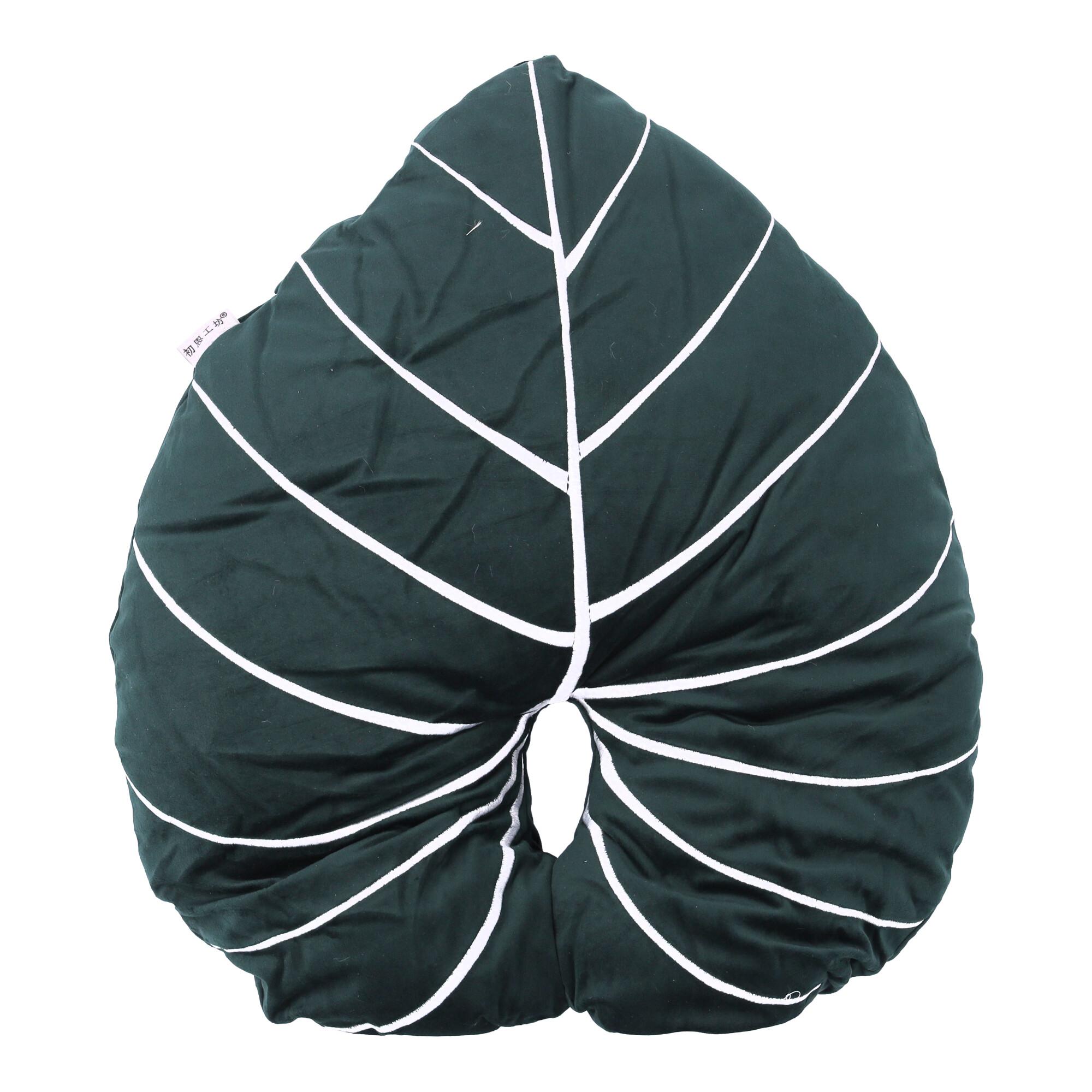 Decorative plush cushion in the shape of a leaf - type 4