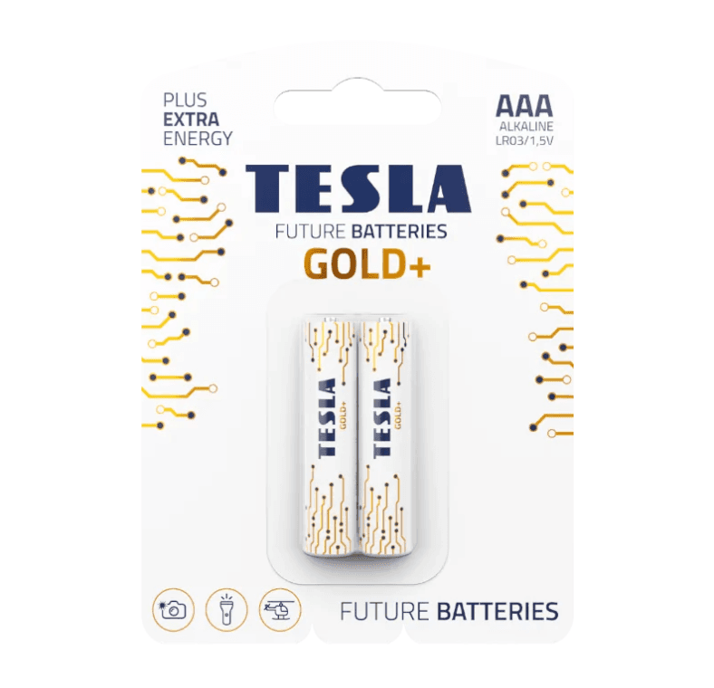 Alkaline batteries AAA TESLA LR03 GOLD+ 2 PACKS
