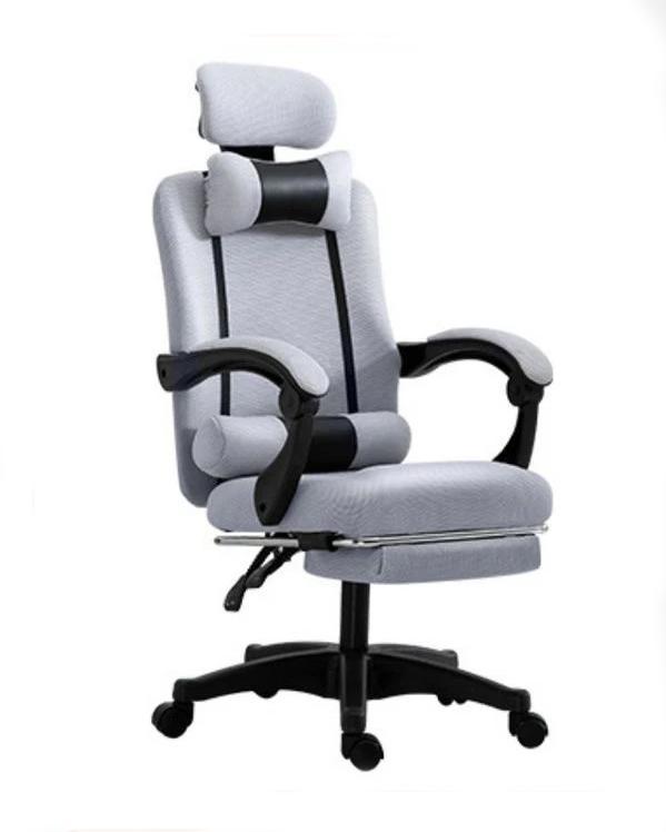 Swivel armchair with footrest and headrest - gray