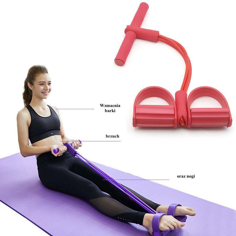 Expander device for exercising the muscles of the legs, abdomen, thighs - red