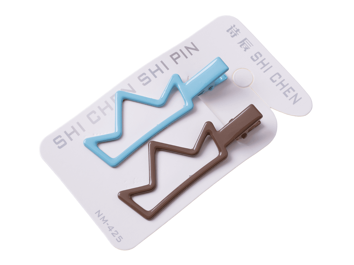A set of 2 pieces hairpins "crown" - blue brown