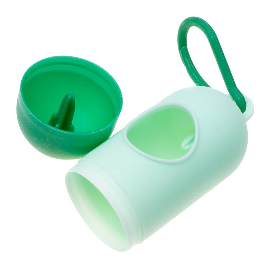 A container for pouches for dog droppings - dark green