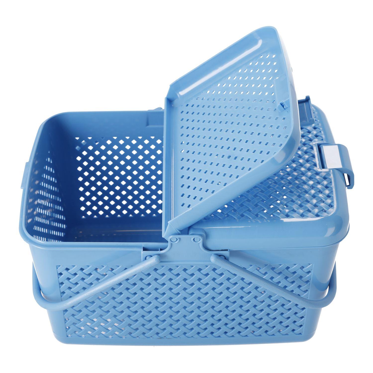 Rectangular picnic basket lockable blue, POLISH PRODUCT