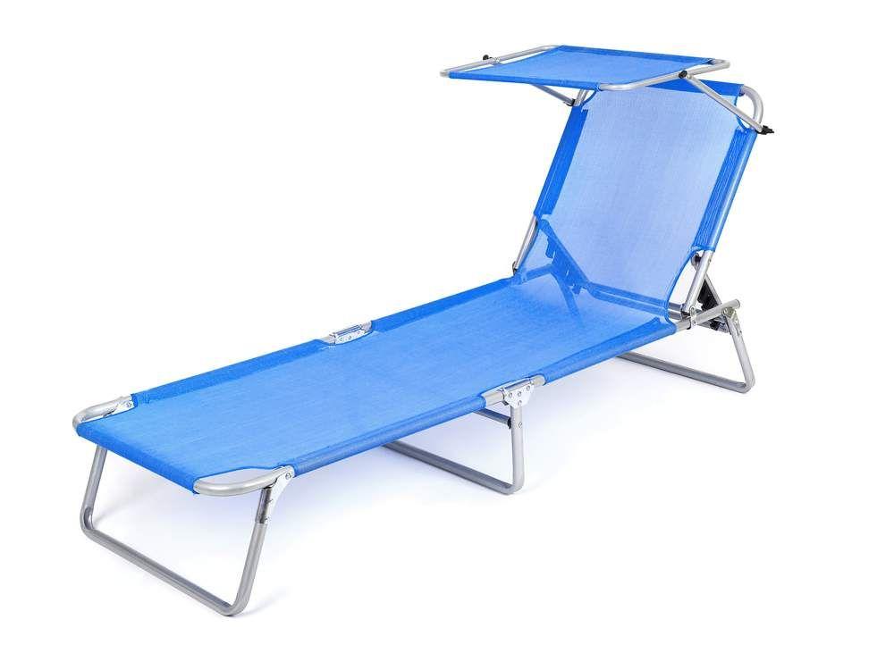 Garden lounger with canopy - blue