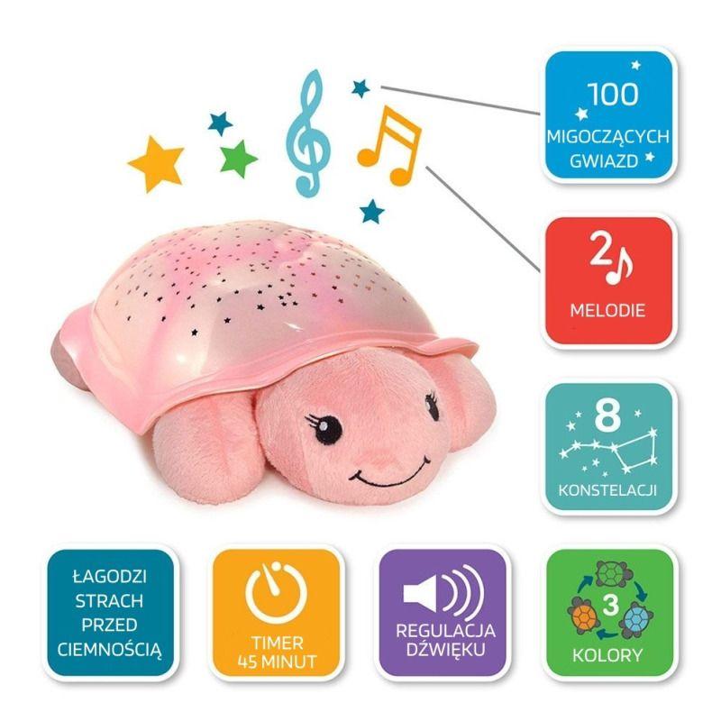 Night lamp with light projection 2in1 - Turtle, pink