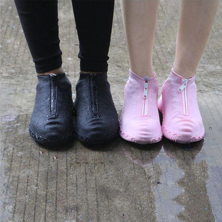 Gumowe wodoodporne ochraniacze na buty z suwakiem rozmiar "43-48" - czarne