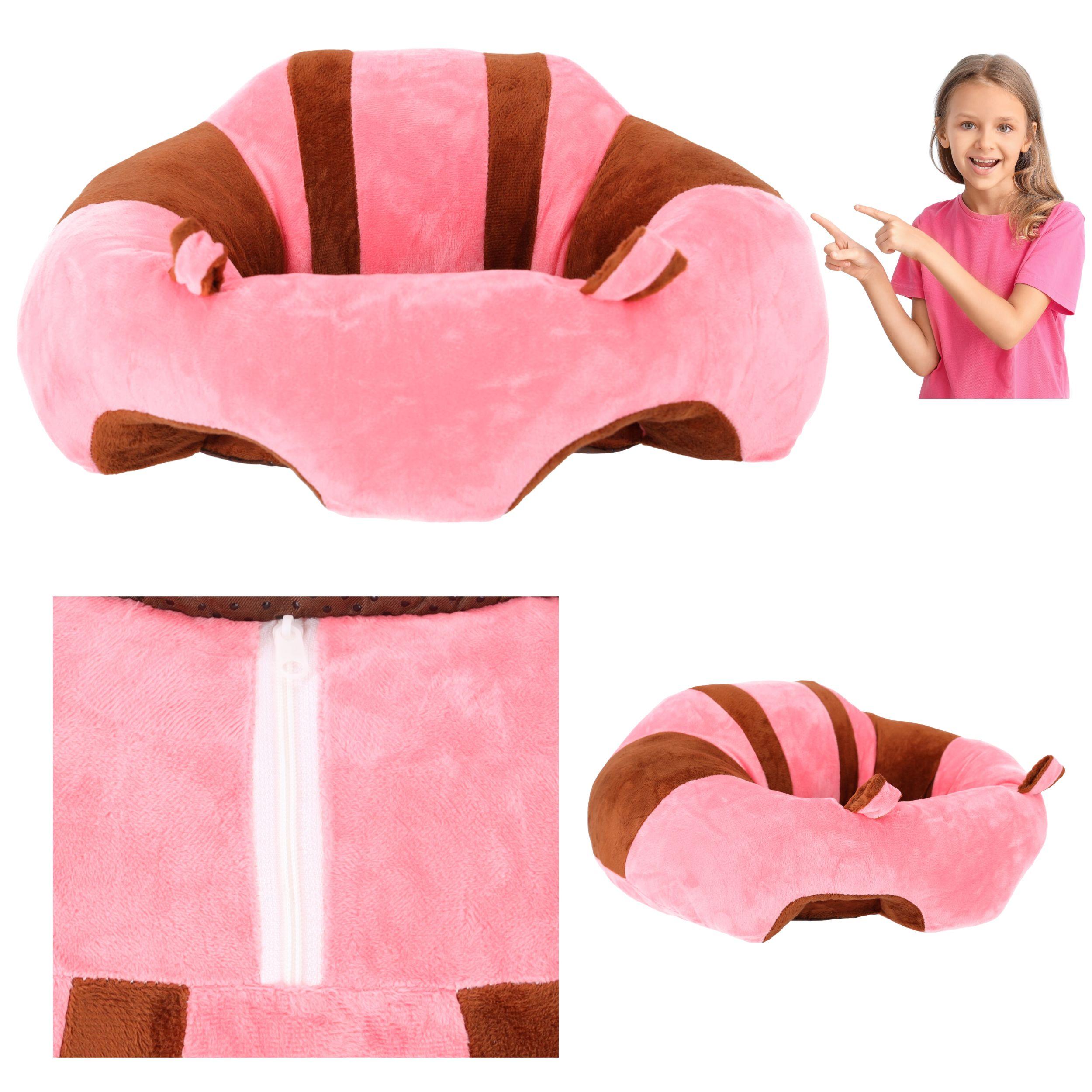 Siedzisko fotelik dla dzieci pluszowy - różowo brązowe