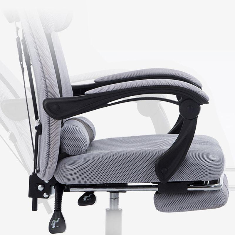 Ergonomiczny, obrotowy fotel z podnóżkiem i zagłówkiem, wentylacja - szary