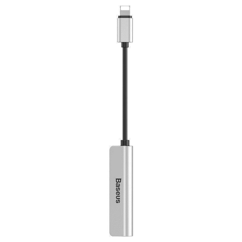 Baseus L52 Lightning Audio Adapter to Mini Jack 3.5mm and 2x Lightning (silver)