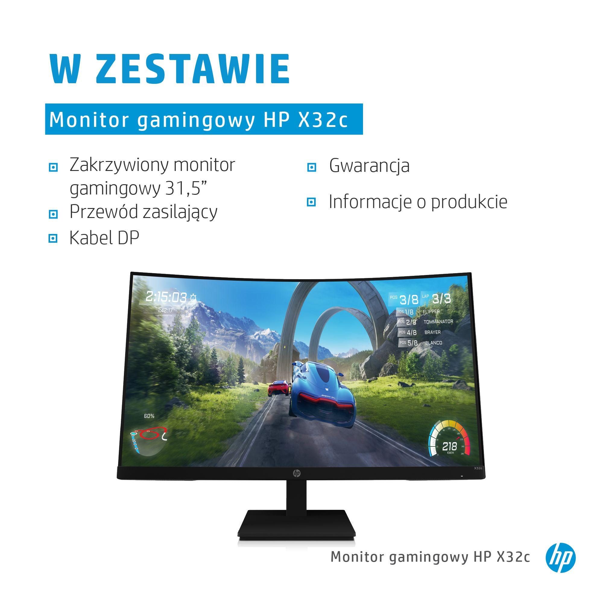 HP X32c 80 cm (31.5") 1920 x 1080 pixels Full HD Black